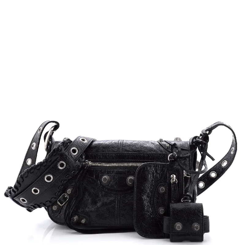 Le Cagole Giant Studs Flap Bag Leather XS