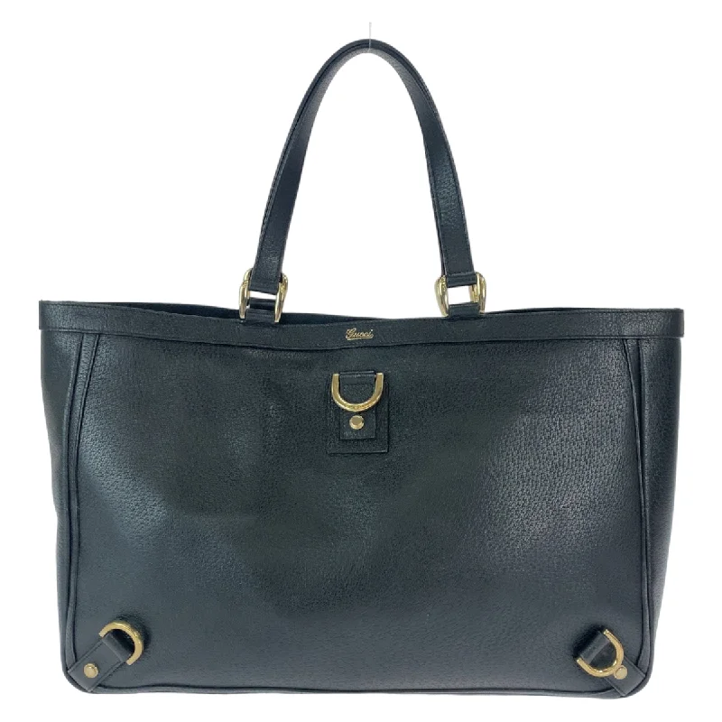 Gucci Leather Abbey Tote Bag Black Gold