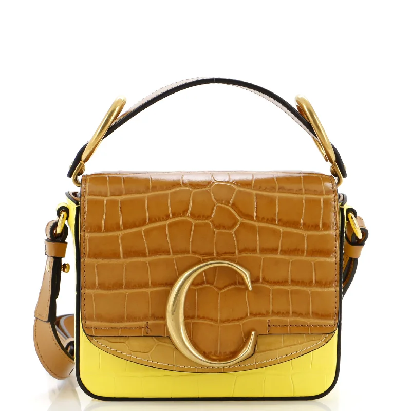 C Flap Bag Crocodile Embossed Leather Mini