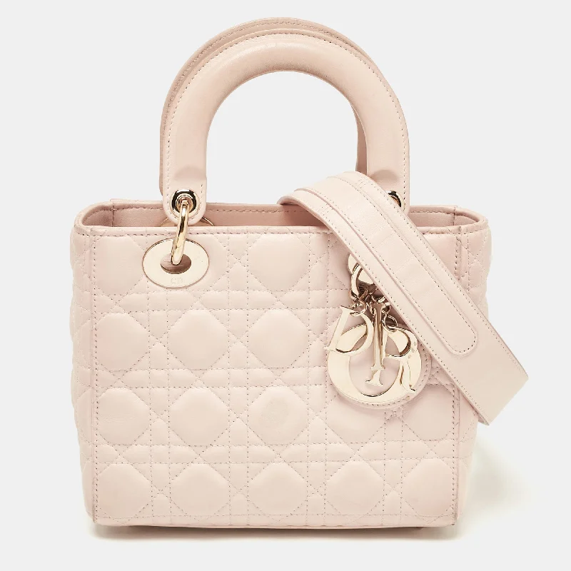 Dior Pink Cannage Leather Small Lady Dior My Abcdior Tote