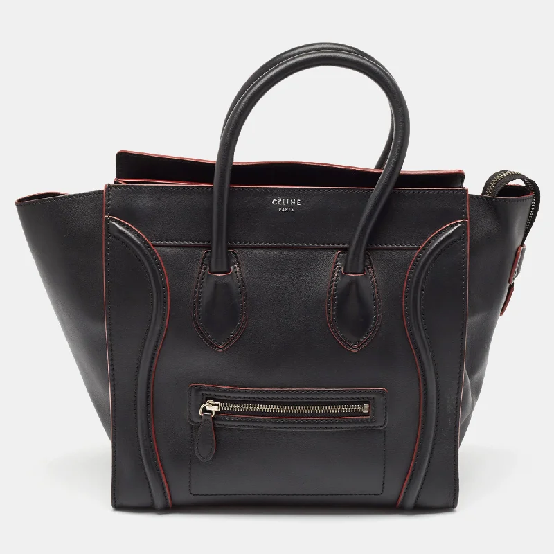 Celine Black/red Leather Mini Luggage Tote