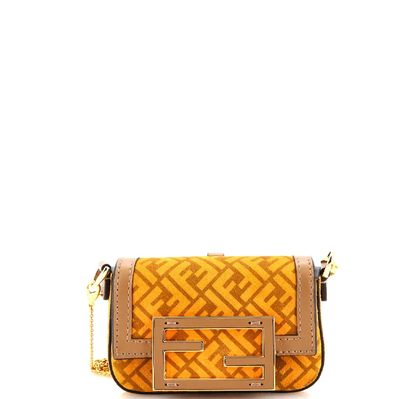 Chain Baguette Charm Bag Zucca Suede Nano