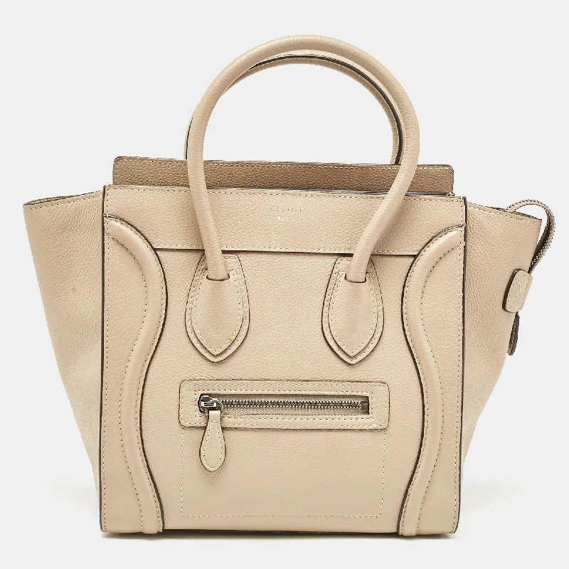 Celine Beige Leather Micro Luggage Tote