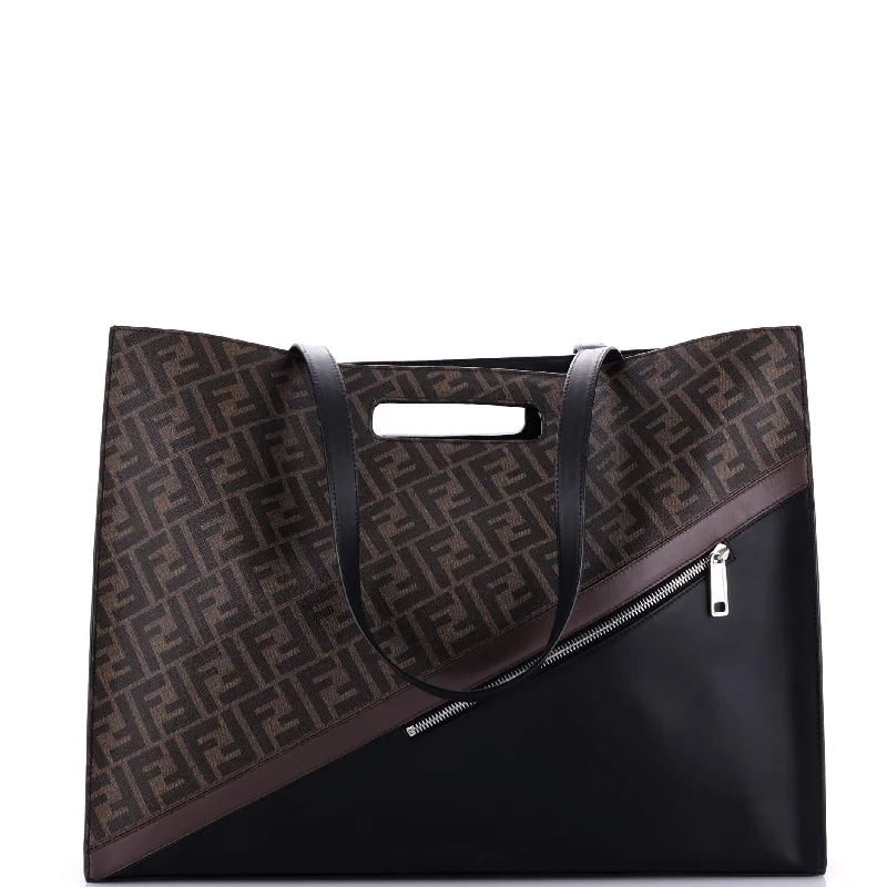 Forever Fendi Shopping Tote Zucca Coated Canvas and Leather Large