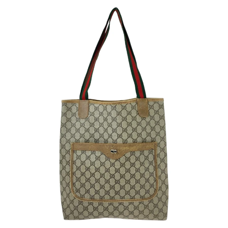 Gucci GG Supreme Canvas Leather Tote Shoulder Bag