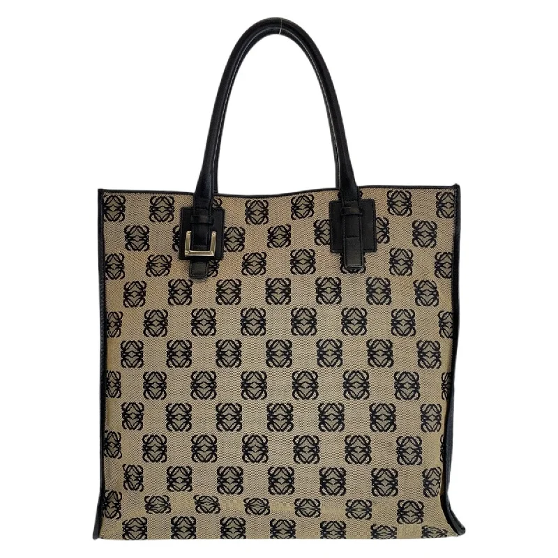 Loewe Anagram Canvas Leather Tote Shoulder Bag