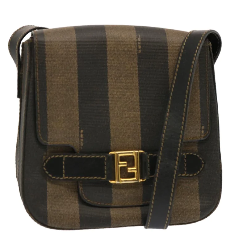 Fendi Pequin  Canvas Shoulder Bag (Pre-Owned)