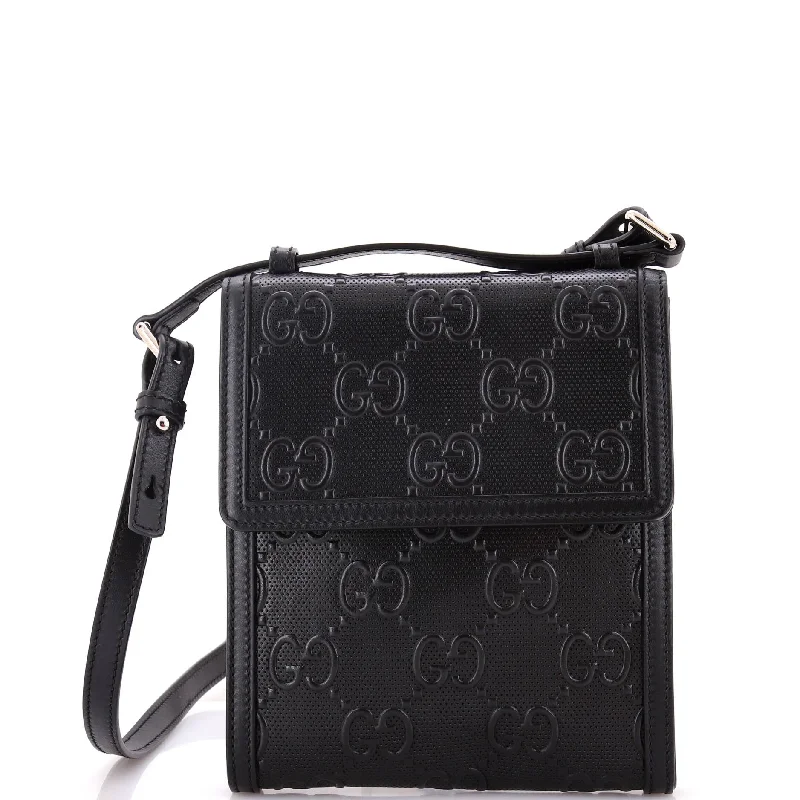 Flap Crossbody Bag GG Embossed Perforated Leather Small