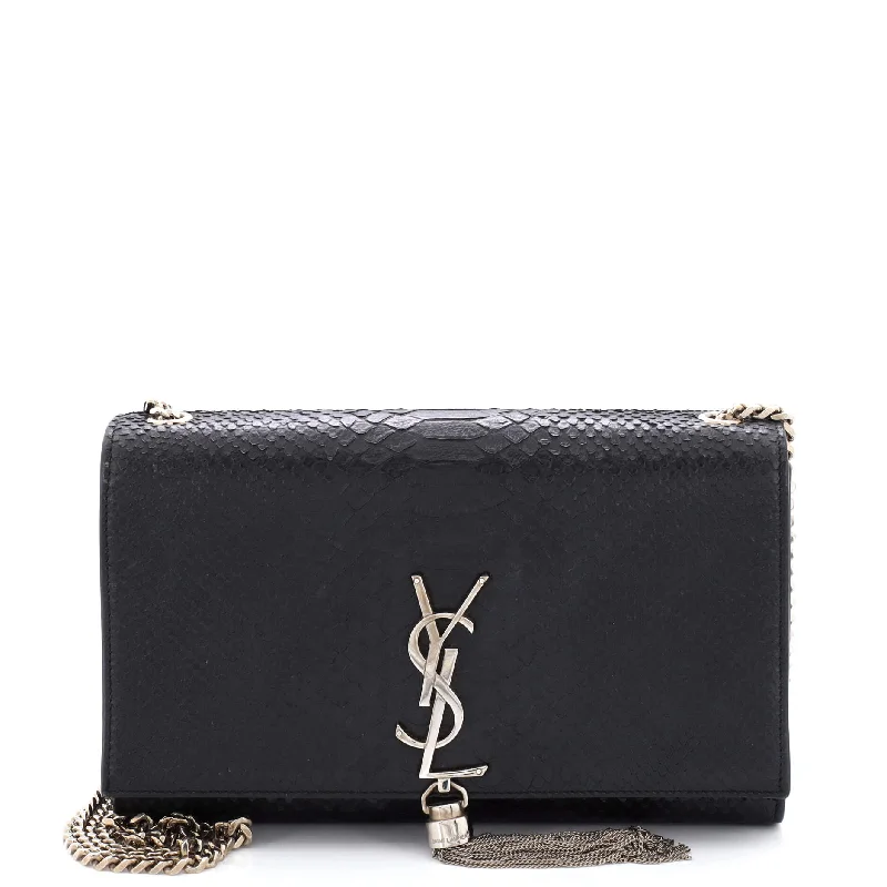 Classic Monogram Tassel Crossbody Bag Python Embossed Leather Medium