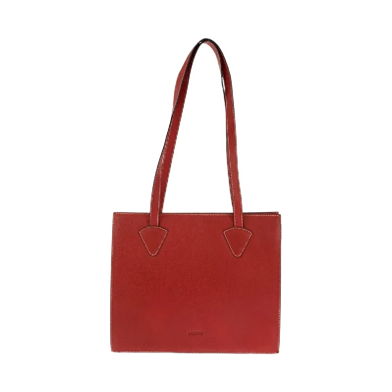 Loewe Vintage Red Leather Tote Shoulder Bag