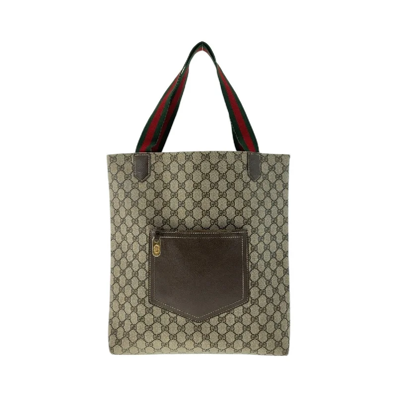 Gucci Vintage GG Supreme Canvas Leather Tote Bag