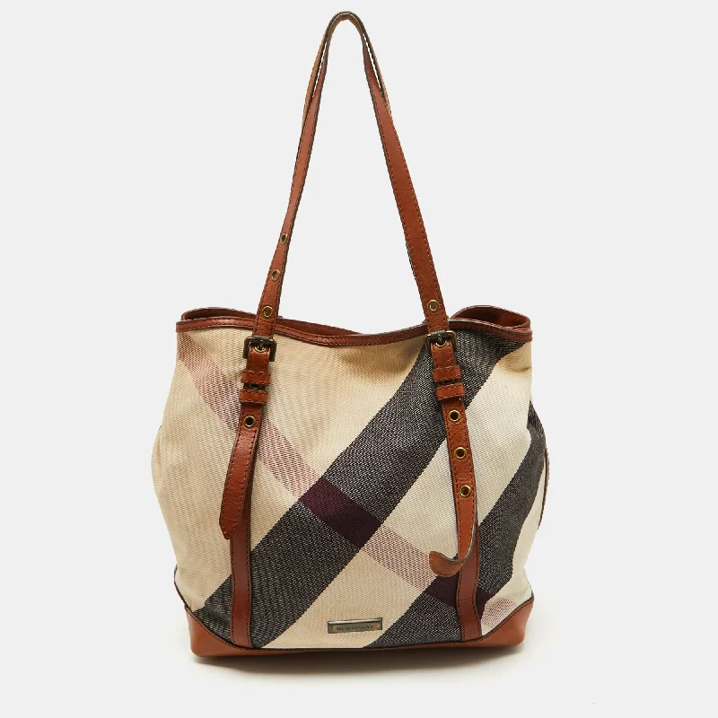 Burberry Brown Mega Check Canvas And Leather Orton Tote