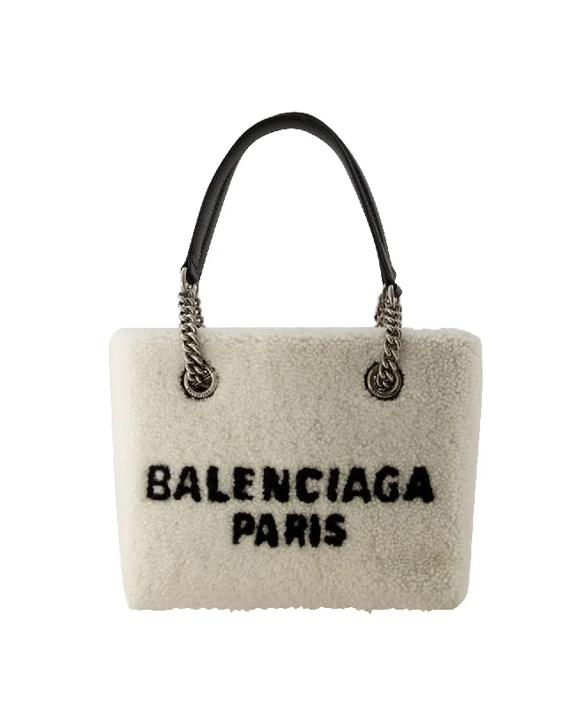 Duty Free S Shopper Bag - Balenciaga - Fake Fur - Beige