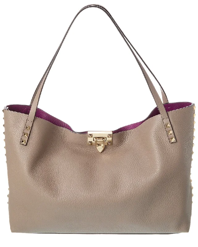 Valentino Rockstud Alcove Medium Grainy Leather Tote