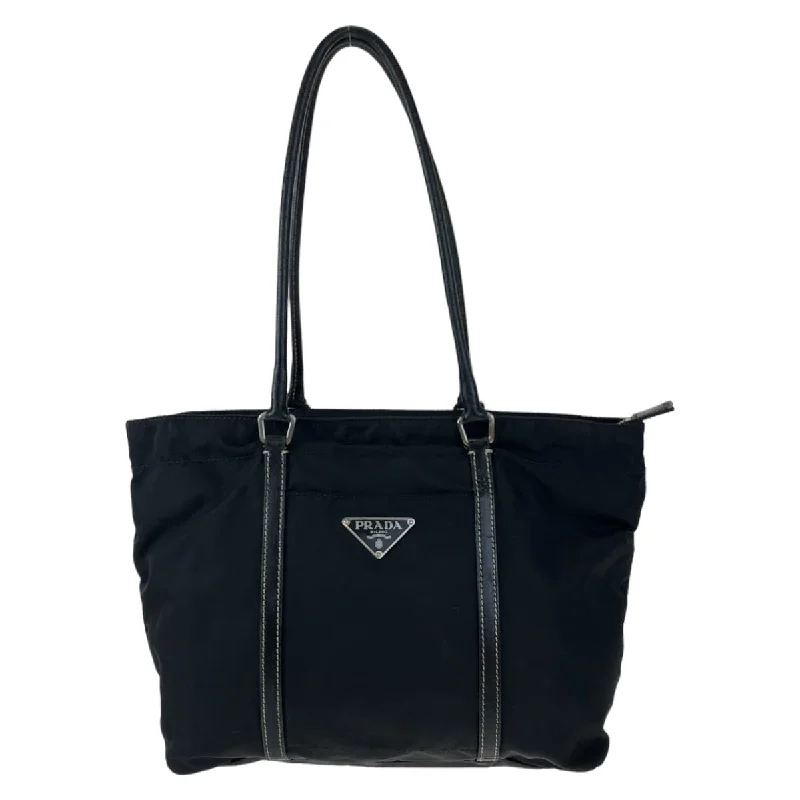 Prada Nylon Leather Tessuto Shoulder Tote