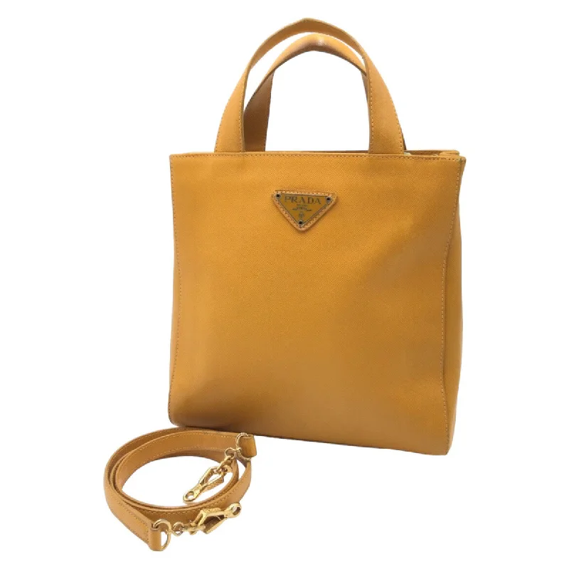 Prada Saffiano Leather Triangle Logo Tote Bag