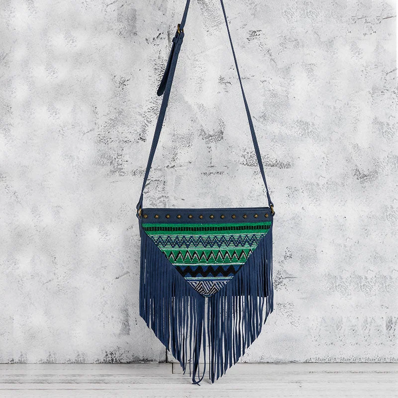 Western Womens PU Leather Fringe Crossbody Purse Boho Purses for Women