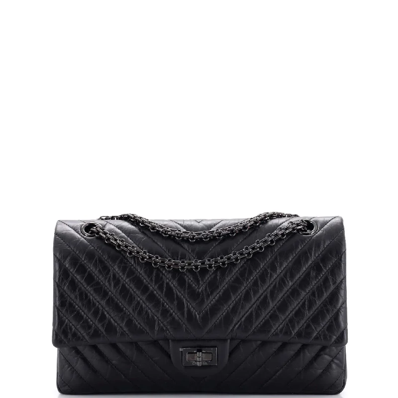 So Black Reissue 2.55 Flap Bag Chevron Aged Calfskin 226