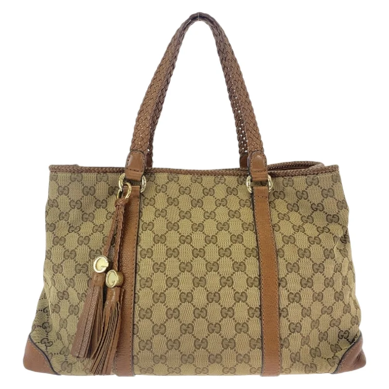 Gucci GG Canvas Leather Tassel Tote Bag