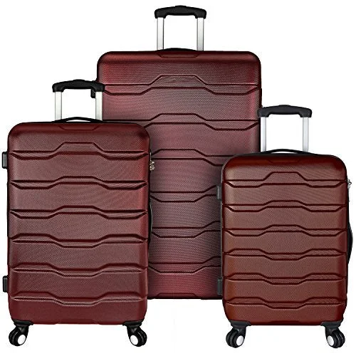 Elite Luggage 3-Piece Hardside Spinner Luggage Set, Red