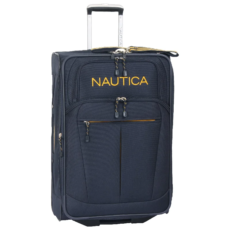 Nautica 24" Expandable Spinner Luggage, Navy/yellow