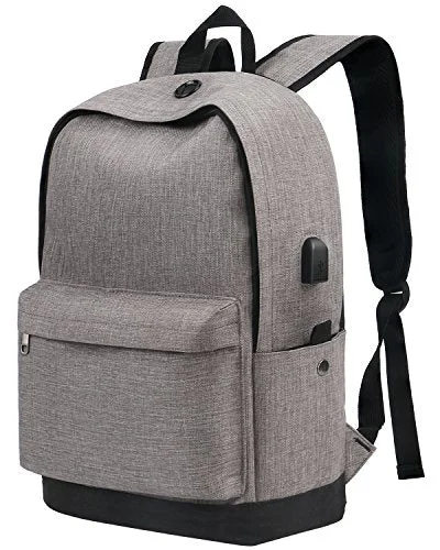 Backpack, Water Resistant School Backpack With Usb Charging Port For Women Men, Canvas College