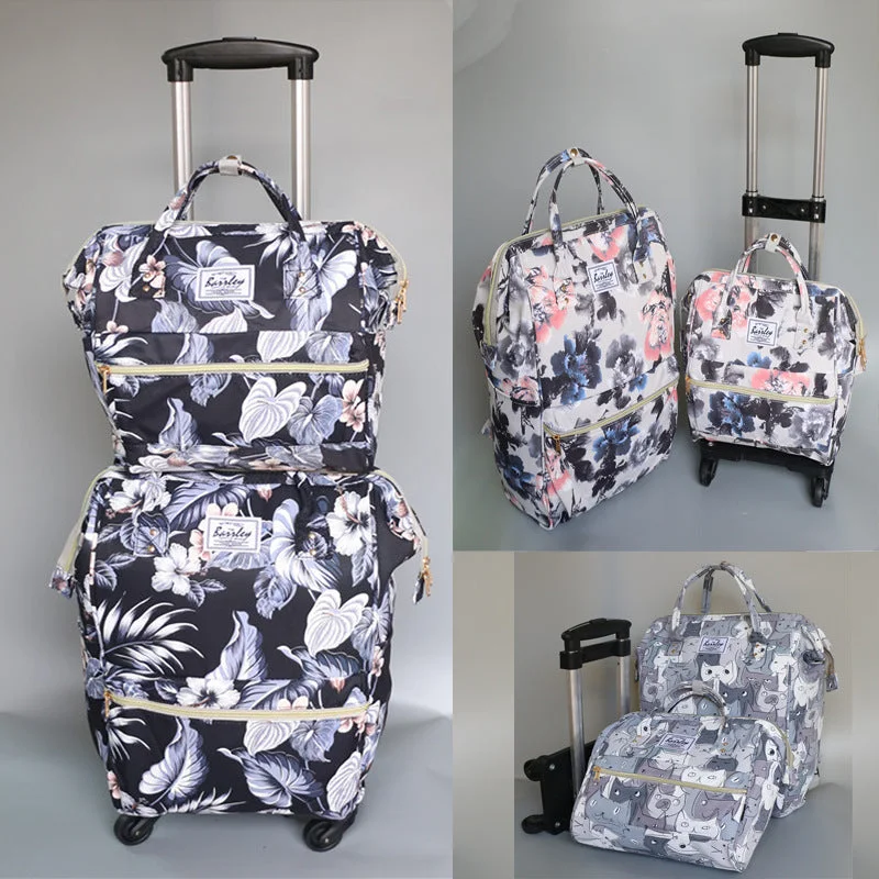 New Arrival!18Inches Canvas Travel Bag Set,Mother&Son Travel Luggage Set On Universal