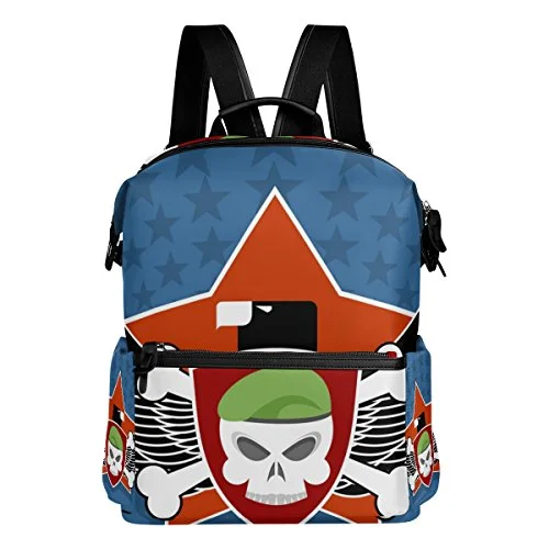 Colourlife Skull In Charge On Shield Stylish Casual Shoulder Backpacks Laptop School Bags Travel