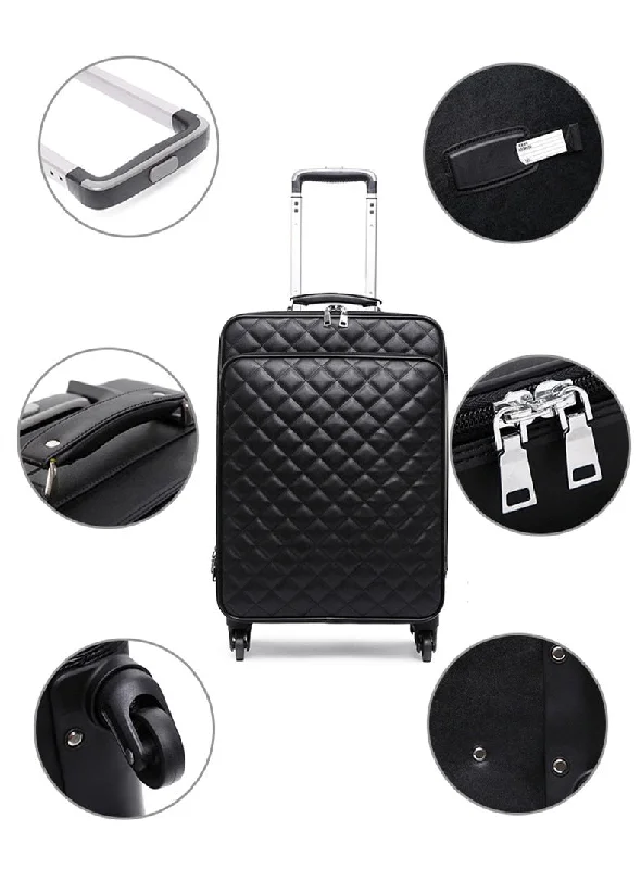 Fashion High Quality Women Spinner Rolling Luggage Set 24" Inch Lady'S Cabin Trolley Bag Leather