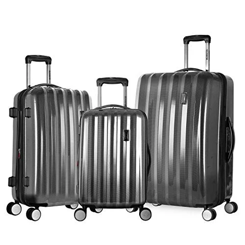 Olympia Luggage Titan 3 Piece Spinner Hardside Set, Black, One Size