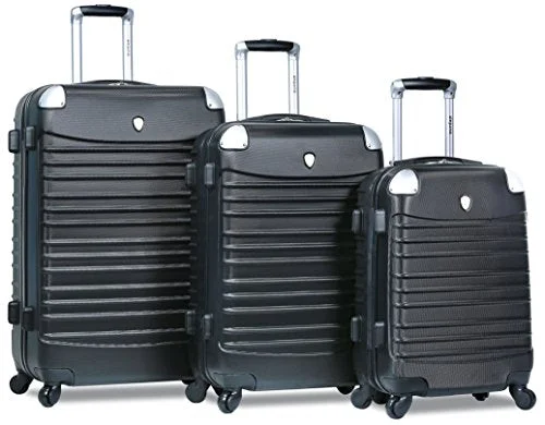 Dejuno Impact Hardside 3-Piece Spinner Luggage Set, Black