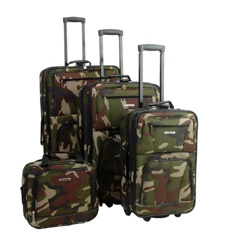 Rockland Luggage Skate Wheels 4 Piece Luggage Set, Camouflage, One Size