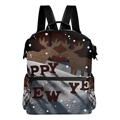 Colourlife Christmas Moose Couple Stylish Casual Shoulder Backpacks Laptop School Bags Travel