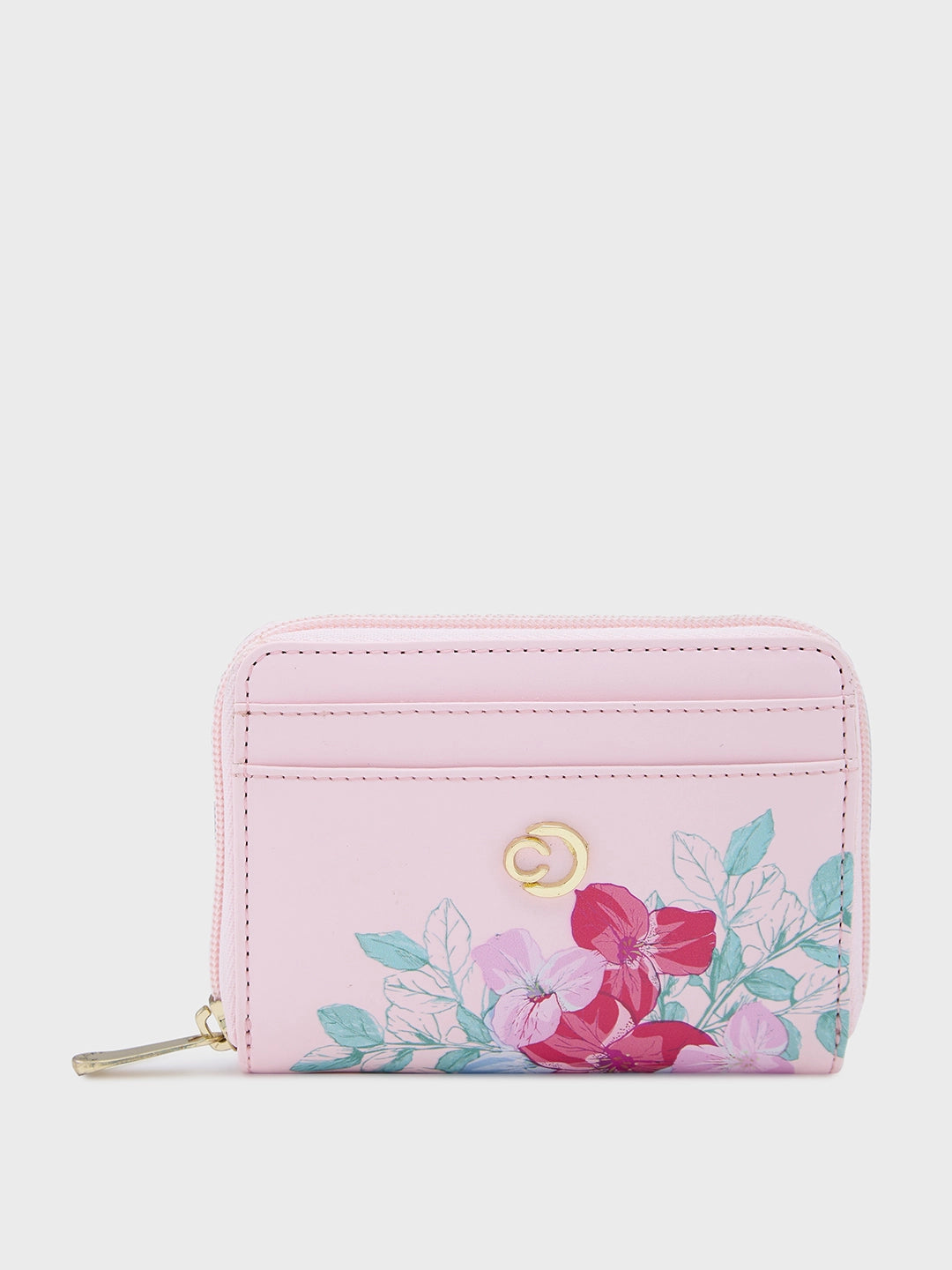 Caprese Shanaya Zip Around Printed Wallet Small Pink