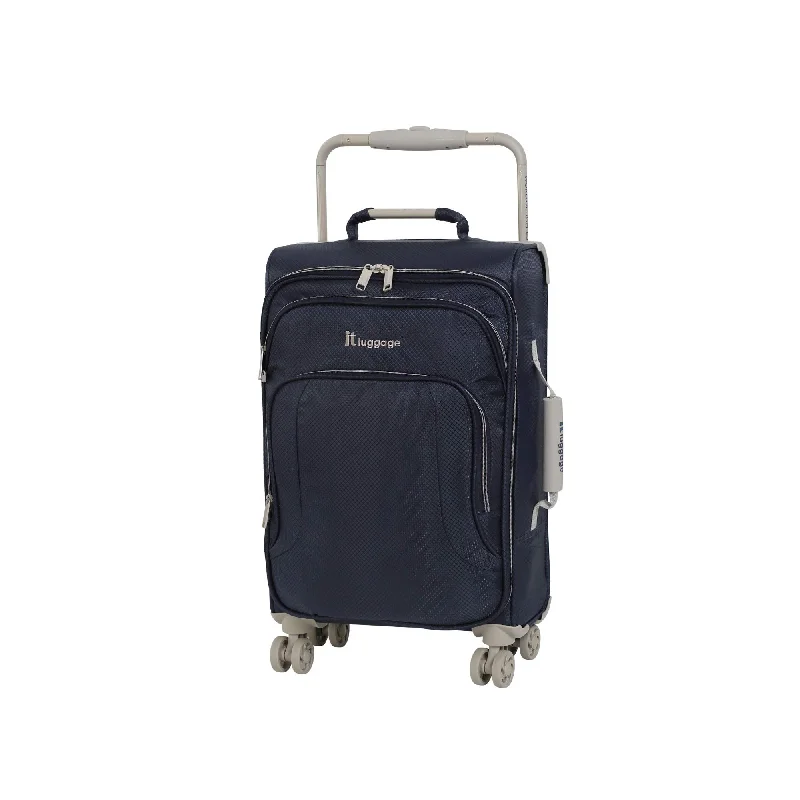 IT Luggage 22" World's Lightest 8 Wheel Spinner, Evening Blue With Cobblestone Trim