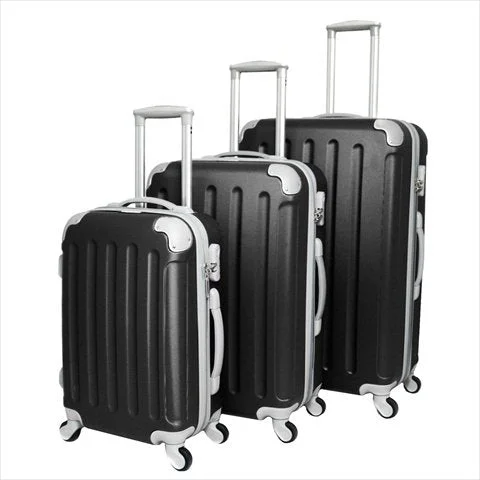 Dejuno 25Dj-606-Black Departures Hardside Spinner Combination Lock Luggage Set44; Black - 3 Piece