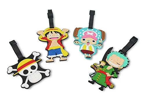 Finex Set of 4 - One Piece Straw Hat Pirates Travel Luggage Tags Bag Tag with Adjustable Strap