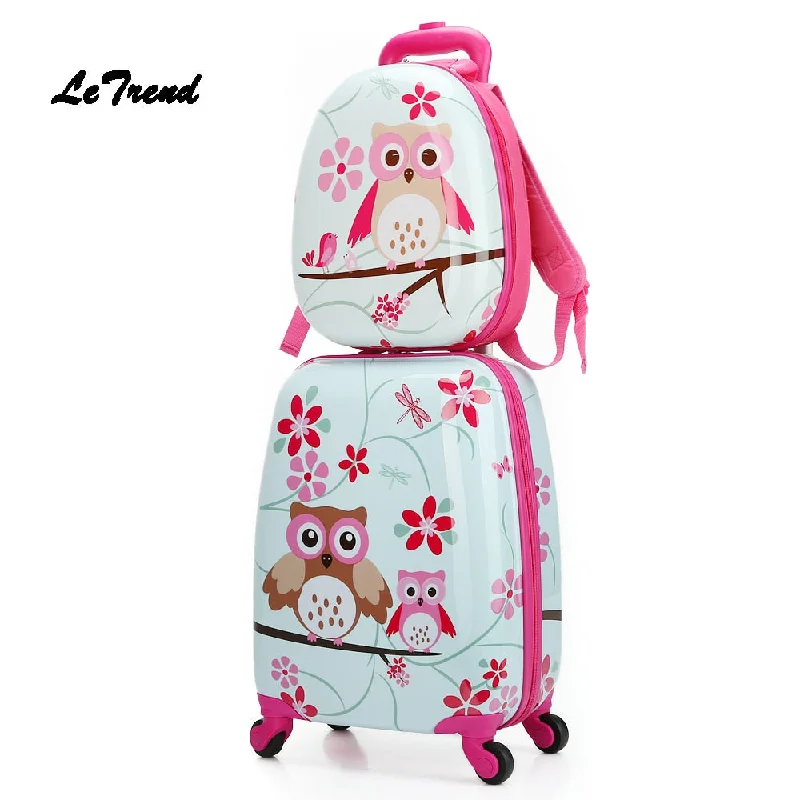 Letrend  Cartoon Cute Animal Kids Rolling Luggage Set Spinner Children Suitcases Wheel Trolley