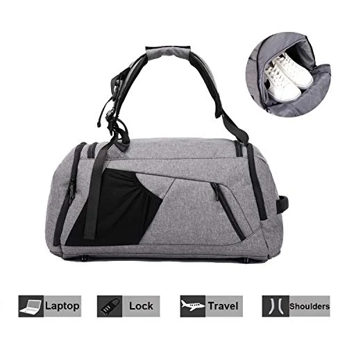 NeSus Travel Luggage Duffel Bag Lightweight Gym Bag Anti-theft Backpack (Grey)