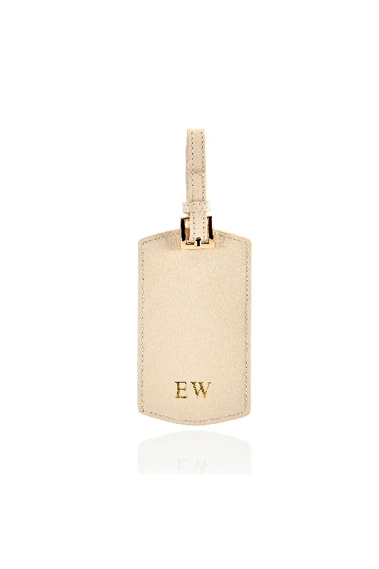 Personalised Leather Luggage Tag - Ivory Saffiano