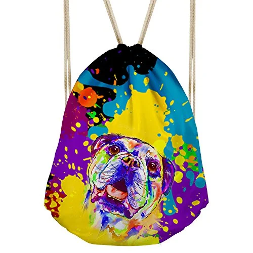 Bigcardesigns Drawstring Backpack Lovely Pug Print Yoga Bag Gymsack