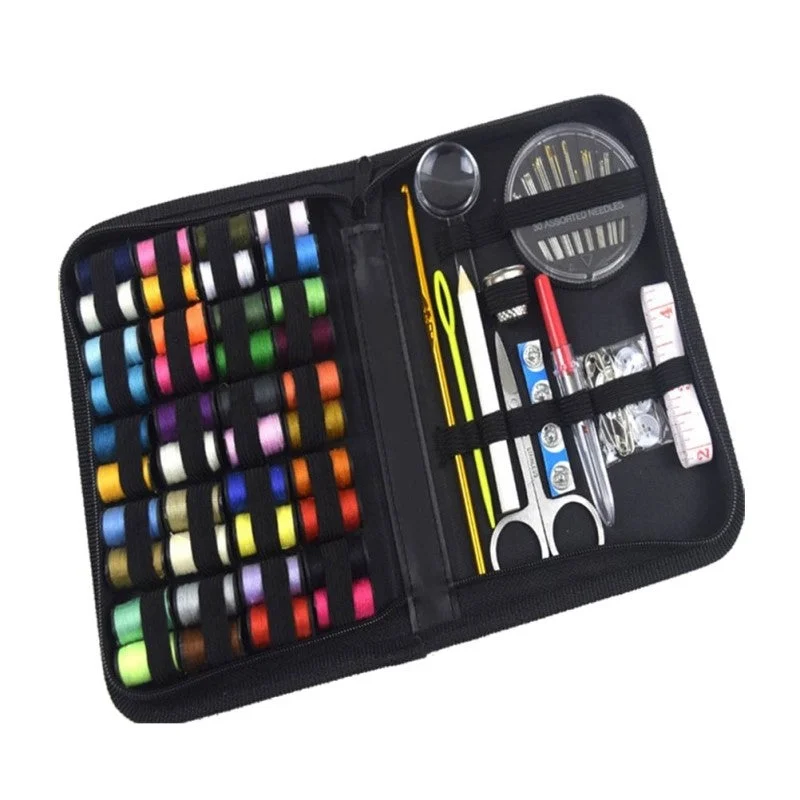 128Pcs Handmade Diy Sewing Kit Black Household Needle Suit Travel Tool Sewing Kit Sewing Kit And