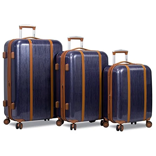 Dejuno Monroe 3-Piece Hardside Spinner Tsa Combination Lock Luggage Set, Blue