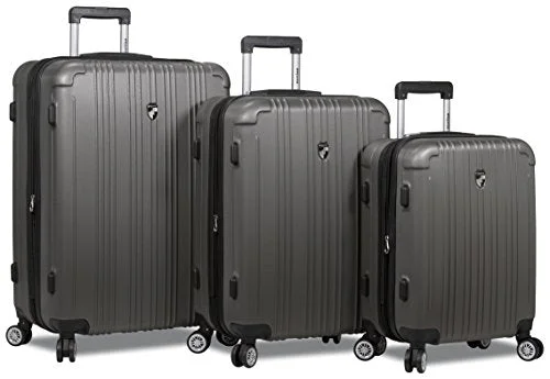 Dejuno Atlas 3-Piece Hardside Spinner Combination Lock Luggage Set, Charcoal