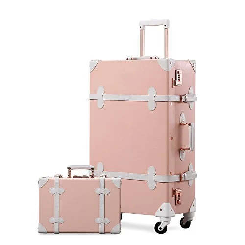 Unitravel Vintage Suitcase Set Spinner Travel Hardside Luggage Sets Pu Trunk