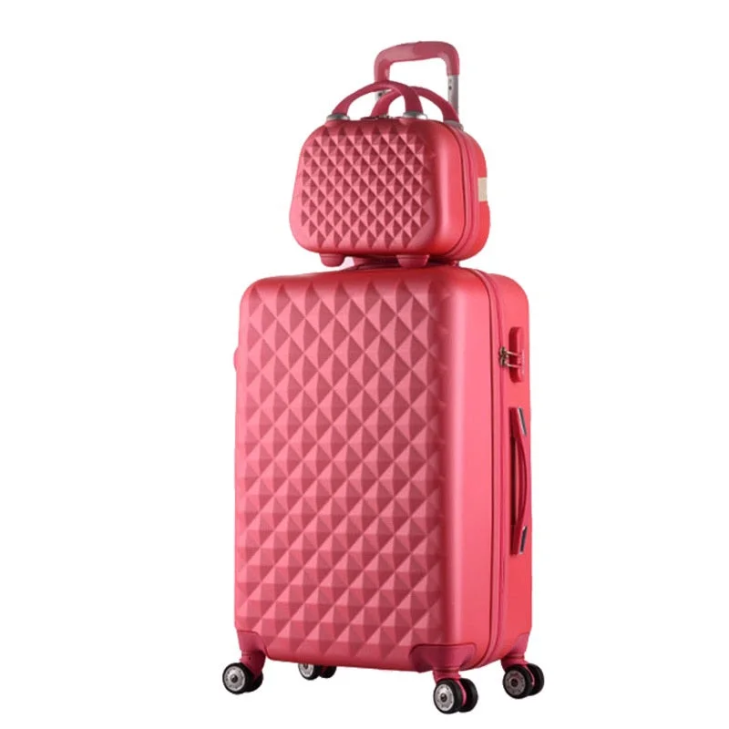 24"+12"Hot Sales Diamond Lines Trolley Suitcase Set/Travell Case Luggage/Pull Rod Trunk Rolling