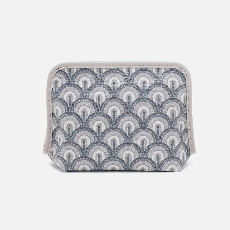 Beauty Cosmetic Pouch In Coated Canvas - Grey Dawn