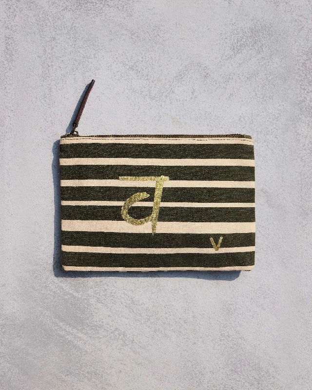 Alphabet V Pouch - Olive Night