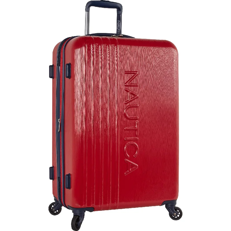 Nautica Ahoy Hardside Expandable 4-Wheeled Luggage-24 Inch Checked Size, Red/Navy