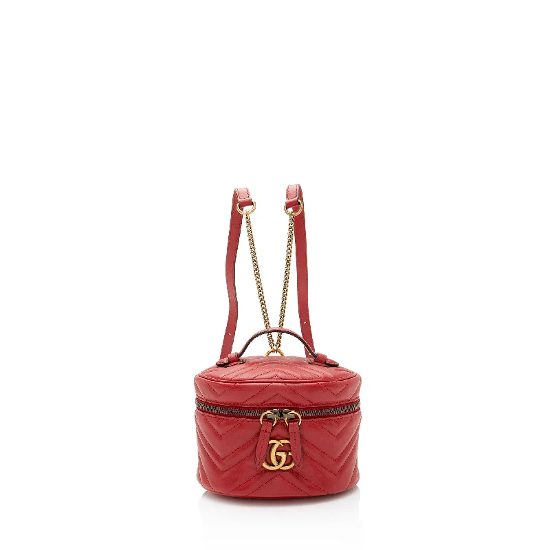 Gucci Matelasse Leather GG Marmont Round Mini Backpack